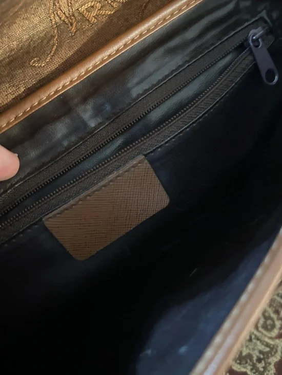 Vintage Nina Ricci Brown Monogram Crossbody with Gold-Tone Medallion - Picture 3 of 6